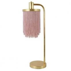 Framboise 26.5 Gold Table Lamp with Fringe Lamp Shade by Decor Therapy -Decor Therapy Shop gold decor therapy table lamps tl20335 44 1000