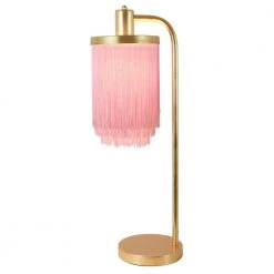 Framboise 26.5 Gold Table Lamp with Fringe Lamp Shade by Decor Therapy -Decor Therapy Shop gold decor therapy table lamps tl20335 fa 1000