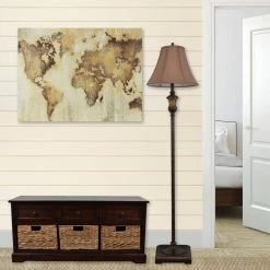 Alice 60 in. Golden Bronze Floor Lamp with Faux Silk Shade by Decor Therapy -Decor Therapy Shop golden bronze finish decor therapy floor lamps pl1647 31 1000