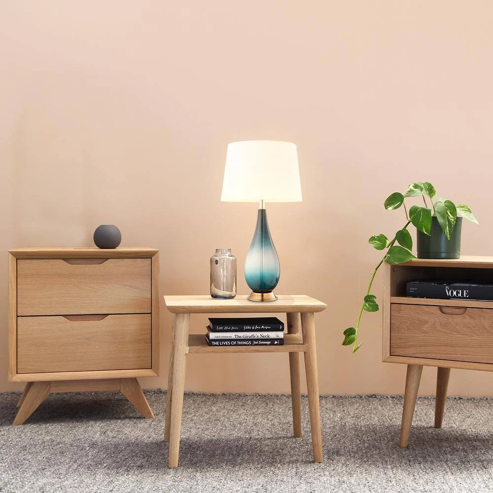 Calla 28 in. Gradient Green Glass and Bronze Base Indoor Table Lamp Set with Fabric Shade (Set of 2) by CARRO 8 Calla 28 in. Gradient Green Glass and Bronze Base Indoor Table Lamp Set with Fabric Shade (Set of 2) by CARRO - Image 6