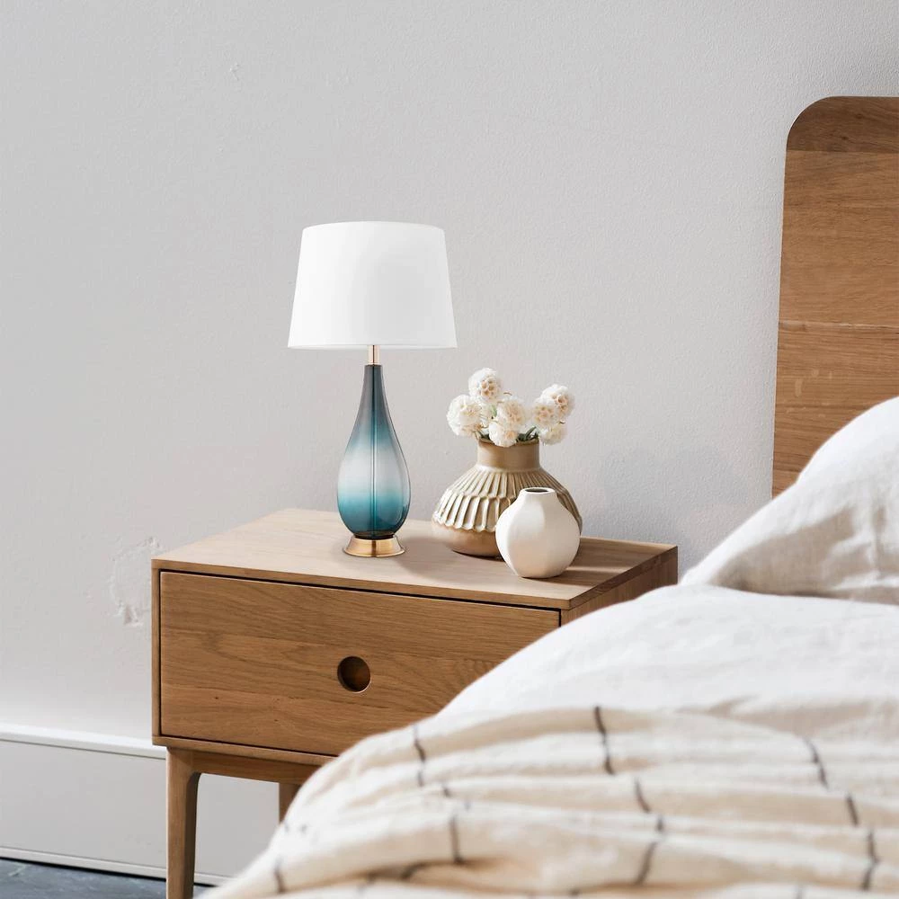 Calla 28 in. Gradient Green Glass and Bronze Base Indoor Table Lamp Set with Fabric Shade (Set of 2) by CARRO 12 Calla 28 in. Gradient Green Glass and Bronze Base Indoor Table Lamp Set with Fabric Shade (Set of 2) by CARRO - Image 10