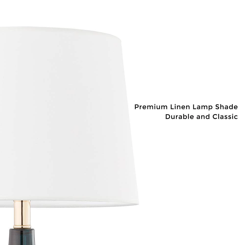 Calla 28 in. Gradient Green Glass and Bronze Base Indoor Table Lamp Set with Fabric Shade (Set of 2) by CARRO 7 Calla 28 in. Gradient Green Glass and Bronze Base Indoor Table Lamp Set with Fabric Shade (Set of 2) by CARRO - Image 5