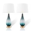 Calla 28 in. Gradient Green Glass and Bronze Base Indoor Table Lamp Set with Fabric Shade (Set of 2) by CARRO 2 Calla 28 in. Gradient Green Glass and Bronze Base Indoor Table Lamp Set with Fabric Shade (Set of 2) by CARRO -Decor Therapy Shop gradient green carro table lamps nt g28062a1 64 1000