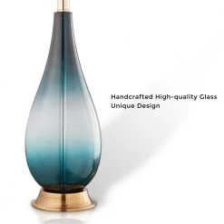 Calla 28 in. Gradient Green Glass and Bronze Base Indoor Table Lamp Set with Fabric Shade (Set of 2) by CARRO 15 Calla 28 in. Gradient Green Glass and Bronze Base Indoor Table Lamp Set with Fabric Shade (Set of 2) by CARRO -Decor Therapy Shop gradient green carro table lamps nt g28062a1 c3 1000