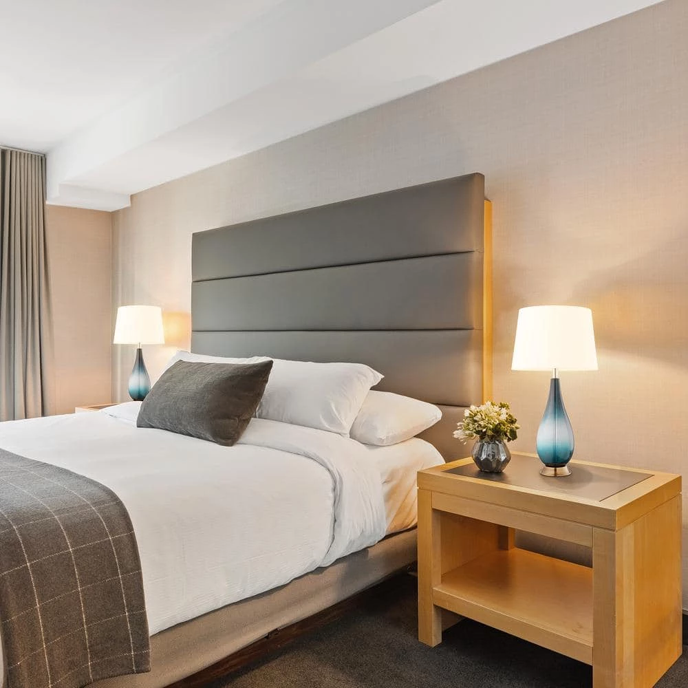 Calla 28 in. Gradient Green Glass and Bronze Base Indoor Table Lamp Set with Fabric Shade (Set of 2) by CARRO 4 Calla 28 in. Gradient Green Glass and Bronze Base Indoor Table Lamp Set with Fabric Shade (Set of 2) by CARRO - Image 2