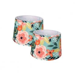 Floral Collection Limited Edition Round Empire Shape 12 in. x 10 in. x 8 in. Tropical Flowers Lamp Shade (2-Pack) by CARRO