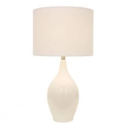 Anabelle Ceramic 27 in. White Table Lamp with Linen Shade by Decor Therapy -Decor Therapy Shop high gloss white decor therapy table lamps tl15460 1f 1000