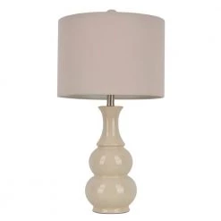 Crackle Ceramic 26.5 in. Ivory Table Lamp with Linen Shade by Decor Therapy