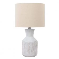 22 in. Carlisle Glazed Ceramic Table Lamp with Linen Shade by Decor Therapy