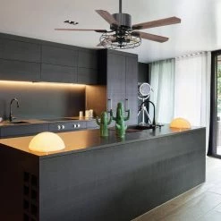 Heritage 52 in. Indoor Light Brown Smart Ceiling Fan with Light Kit and Wall Control, Works with Alexa/Google Home by CARRO -Decor Therapy Shop light brown carro ceiling fans with lights wgs 525d l12 bb 1 76 1000