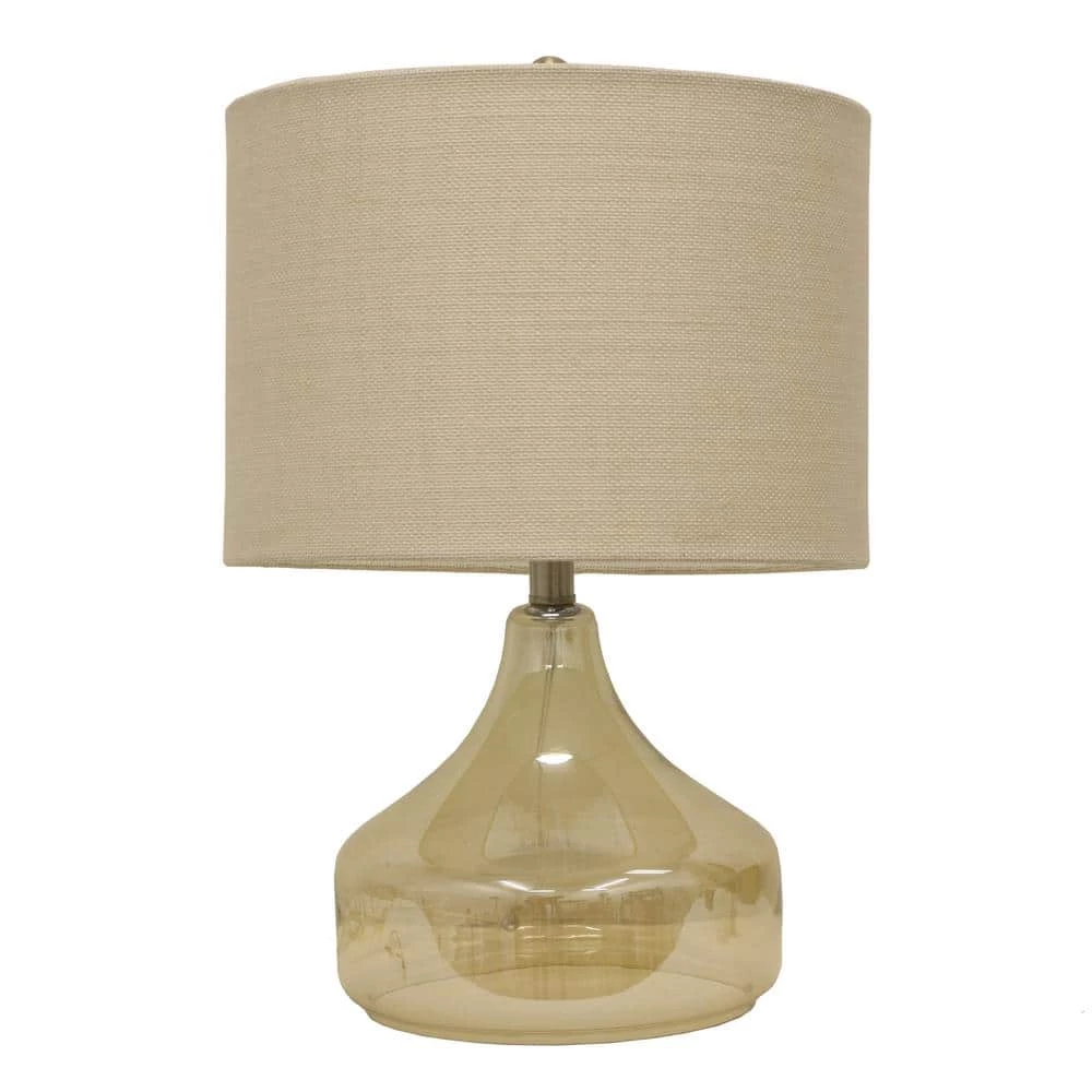 Luster 22 in. Gold Table Lamp with Linen Shade by Decor Therapy 3 Luster 22 in. Gold Table Lamp with Linen Shade by Decor Therapy