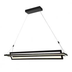 Bristol 60-Watt Integrated LED Matte Black Pendant with 2 Metal Rectangles by CARRO