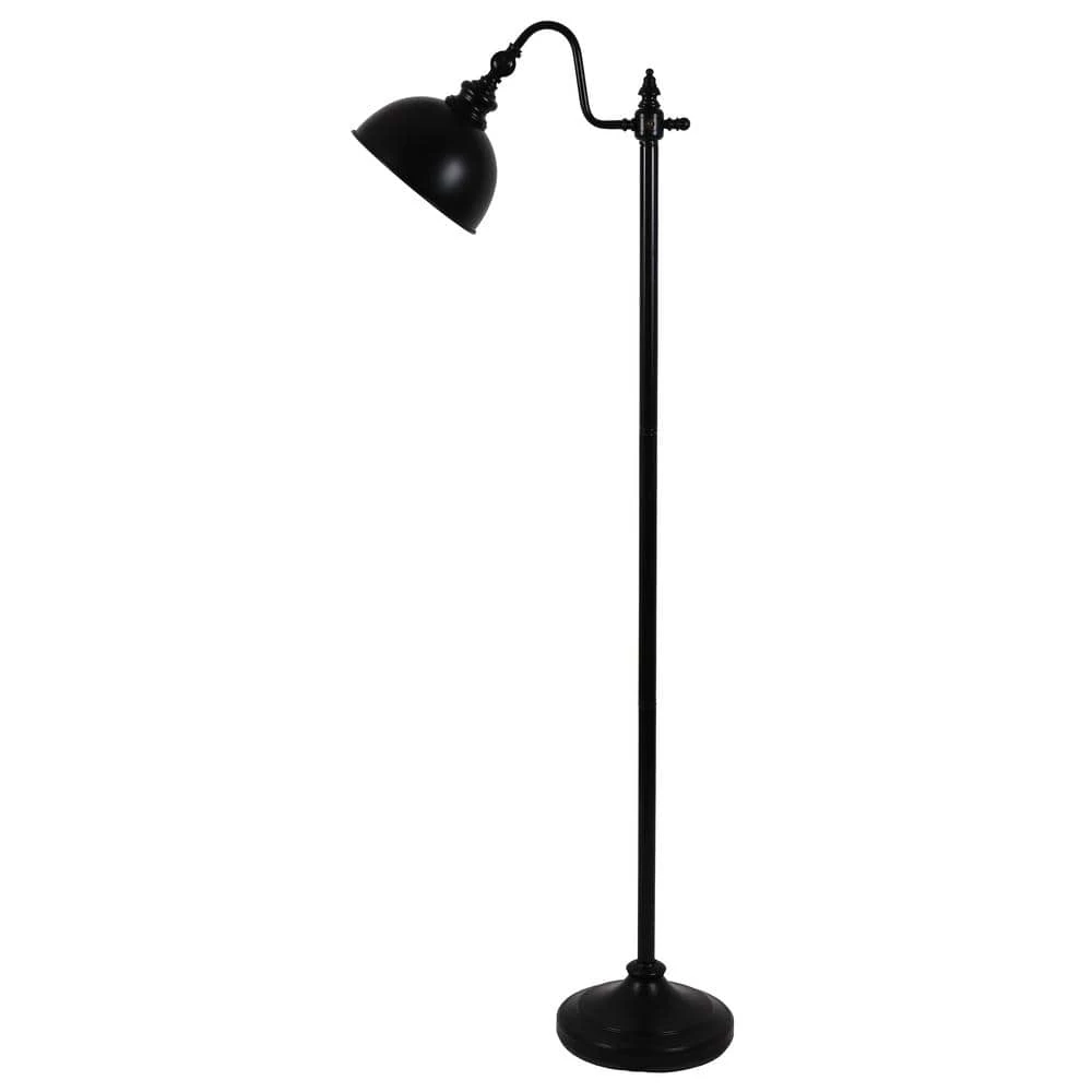 Chloe 56 in. Matte Black Indoor Pharmacy Floor Lamp with Black Shade by Decor Therapy 3 Chloe 56 in. Matte Black Indoor Pharmacy Floor Lamp with Black Shade by Decor Therapy
