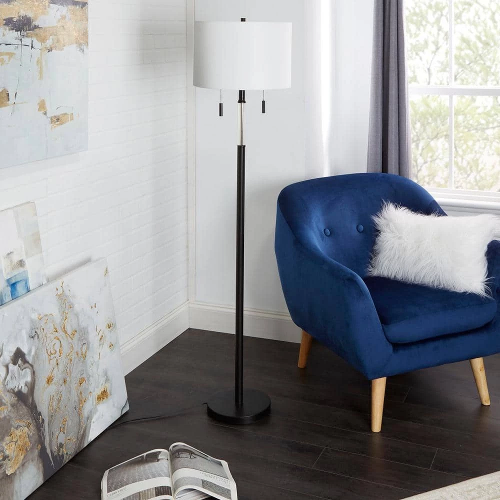 Ferina 61.5 in. Matte Black Metal Floor Lamp with Twin Pull Chain by Decor Therapy 9 Ferina 61.5 in. Matte Black Metal Floor Lamp with Twin Pull Chain by Decor Therapy - Image 7