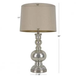 Mercury 29.5 in. Silver Table Lamp with Linen Shade by Decor Therapy -Decor Therapy Shop mercury glass finish decor therapy table lamps tl7897 4f 1000