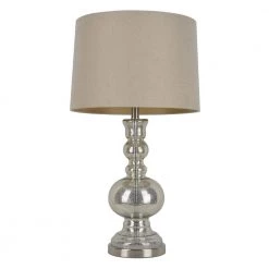 Mercury 29.5 in. Silver Table Lamp with Linen Shade by Decor Therapy