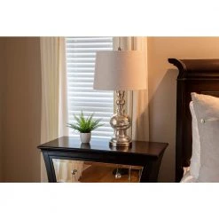 Mercury 29.5 in. Silver Table Lamp with Linen Shade by Decor Therapy -Decor Therapy Shop mercury glass finish decor therapy table lamps tl7897 76 1000