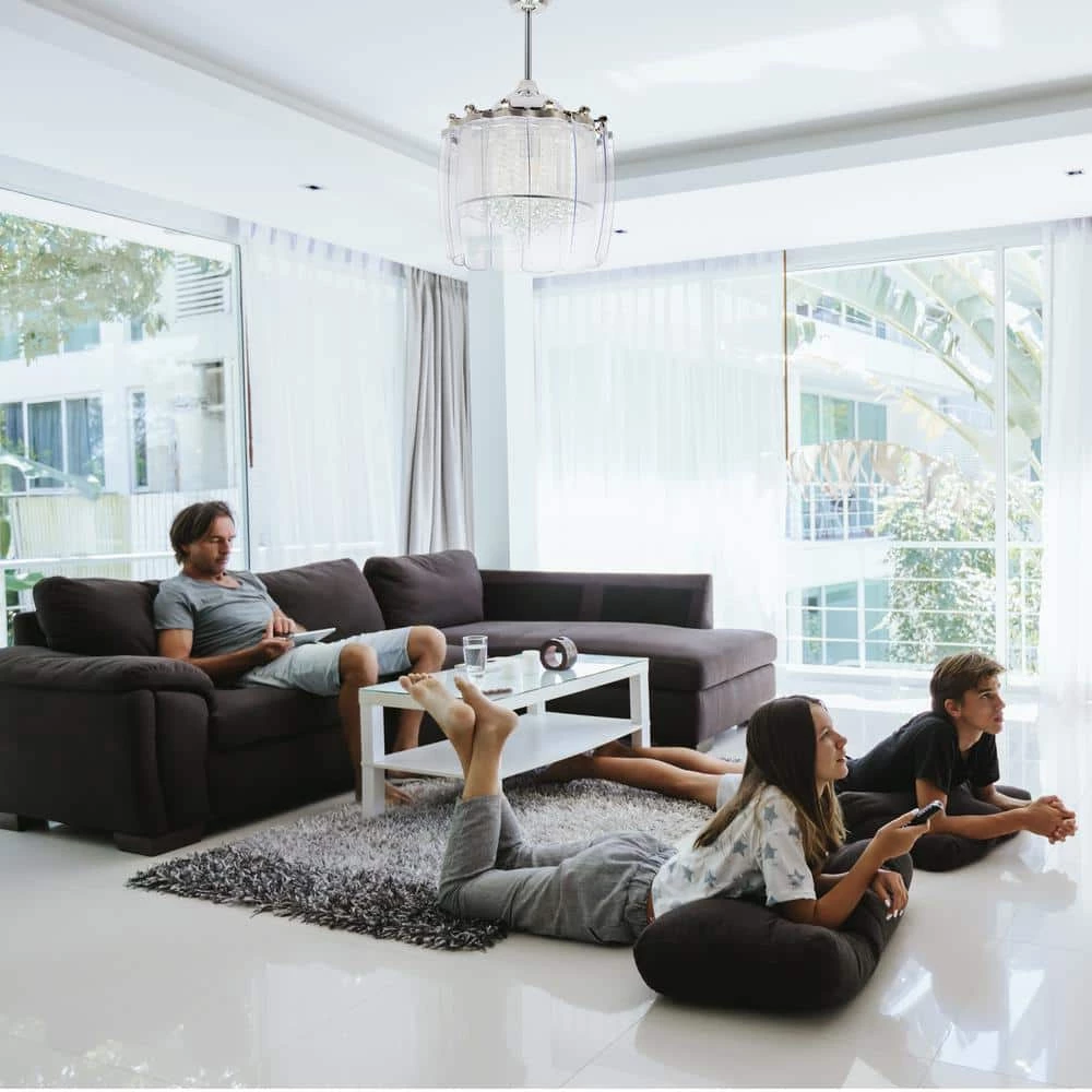 Flora 50 in. Indoor Nickel Crystal Chandelier Retractable Smart Ceiling Fan with Light Remote Included Works with Alexa by CARRO 9 Flora 50 in. Indoor Nickel Crystal Chandelier Retractable Smart Ceiling Fan with Light Remote Included Works with Alexa by CARRO - Image 7