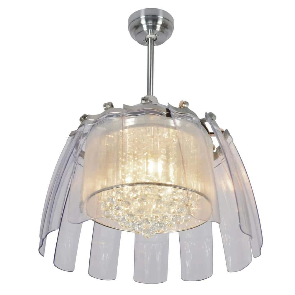 Flora 50 in. Indoor Nickel Crystal Chandelier Retractable Smart Ceiling Fan with Light Remote Included Works with Alexa by CARRO 5 Flora 50 in. Indoor Nickel Crystal Chandelier Retractable Smart Ceiling Fan with Light Remote Included Works with Alexa by CARRO - Image 3