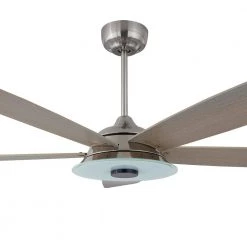 Hardley 56 in. Integrated LED Indoor/Outdoor Nickel Smart Ceiling Fan with Light and Remote, Works w/Alexa/Google Home by CARRO -Decor Therapy Shop nickel carro ceiling fans with lights ns565h l13 s6 4f 1000