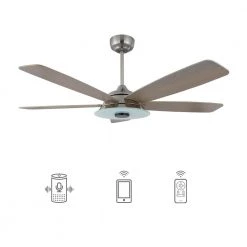 Hardley 56 in. Integrated LED Indoor/Outdoor Nickel Smart Ceiling Fan with Light and Remote, Works w/Alexa/Google Home by CARRO