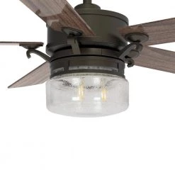 Alexandria 52 in. Oil Rubbed Bronze Smart Ceiling Fan with Light Kit and Wall Control, Works with Alexa/Google Home by CARRO -Decor Therapy Shop oil rubbed bronze carro ceiling fans with lights hwgs 525h l11 a5 1 1f 1000