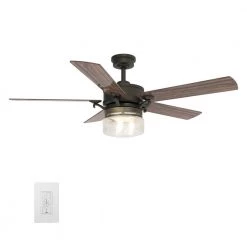 Alexandria 52 in. Oil Rubbed Bronze Smart Ceiling Fan with Light Kit and Wall Control, Works with Alexa/Google Home by CARRO