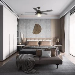 Alexandria 52 in. Oil Rubbed Bronze Smart Ceiling Fan with Light Kit and Wall Control, Works with Alexa/Google Home by CARRO -Decor Therapy Shop oil rubbed bronze carro ceiling fans with lights hwgs 525h l11 ag 1 31 1000