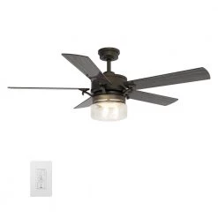 Alexandria 52 in. Oil Rubbed Bronze Smart Ceiling Fan with Light Kit and Wall Control, Works with Alexa/Google Home by CARRO