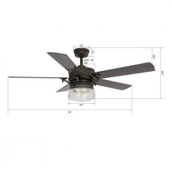 Alexandria 52 in. Oil Rubbed Bronze Smart Ceiling Fan with Light Kit and Wall Control, Works with Alexa/Google Home by CARRO -Decor Therapy Shop oil rubbed bronze carro ceiling fans with lights hwgs 525h l11 ag 1 fa 1000