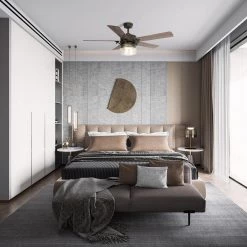 Alexandria 52 in. Oil Rubbed Bronze Smart Ceiling Fan with Light Kit and Wall Control, Works with Alexa/Google Home by CARRO -Decor Therapy Shop oil rubbed bronze carro ceiling fans with lights wgs 525h l11 af 1 31 1000