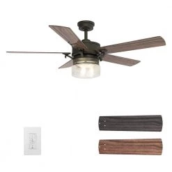 Alexandria 52 in. Oil Rubbed Bronze Smart Ceiling Fan with Light Kit and Wall Control, Works with Alexa/Google Home by CARRO
