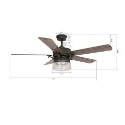 Alexandria 52 in. Oil Rubbed Bronze Smart Ceiling Fan with Light Kit and Wall Control, Works with Alexa/Google Home by CARRO -Decor Therapy Shop oil rubbed bronze carro ceiling fans with lights wgs 525h l11 af 1 76 1000