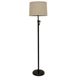 Simple Adjust 64.5 in. Oil Rubbed Bronze Floor Lamp with Linen Shade by Decor Therapy