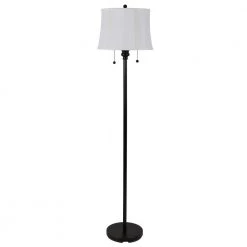Twin 61.5 in. Oil Rubbed Bronze Indoor Pull Floor Lamp With White Shade by Decor Therapy
