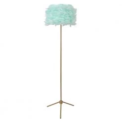 59 in. Teal Fiona Gold Metal Floor Lamp with Feathered Shade by Decor Therapy