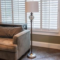 63 in. Redmond Glass Font Aged Pewter and Mercury Floor Lamp with Shade by Decor Therapy 12 63 in. Redmond Glass Font Aged Pewter and Mercury Floor Lamp with Shade by Decor Therapy -Decor Therapy Shop pewter decor therapy floor lamps pl4338 1f 1000