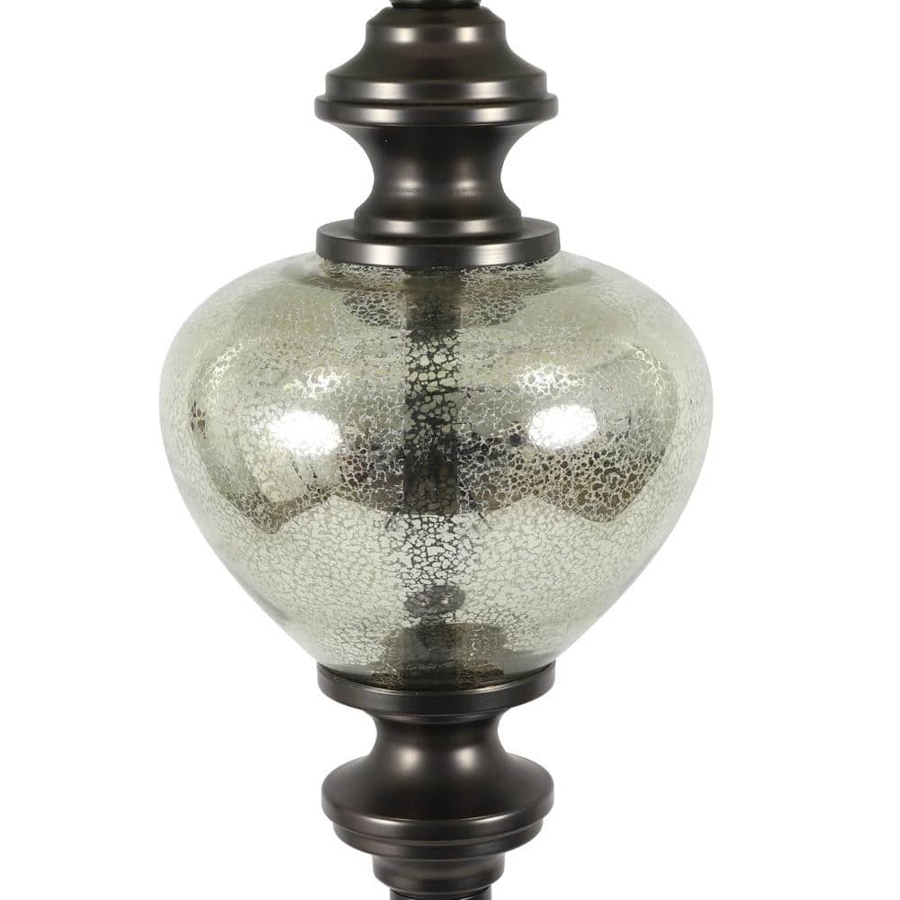 63 in. Redmond Glass Font Aged Pewter and Mercury Floor Lamp with Shade by Decor Therapy 7 63 in. Redmond Glass Font Aged Pewter and Mercury Floor Lamp with Shade by Decor Therapy - Image 5
