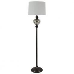 63 in. Redmond Glass Font Aged Pewter and Mercury Floor Lamp with Shade by Decor Therapy