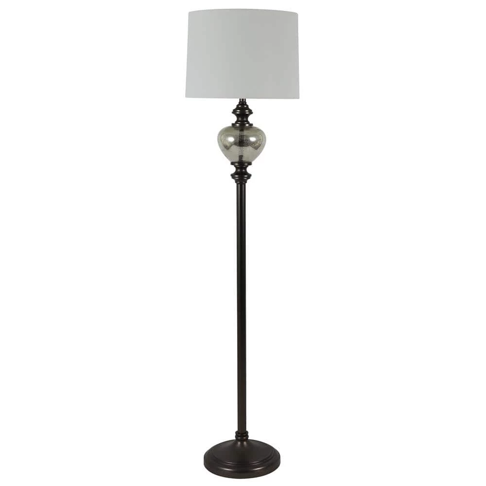 63 in. Redmond Glass Font Aged Pewter and Mercury Floor Lamp with Shade by Decor Therapy 3 63 in. Redmond Glass Font Aged Pewter and Mercury Floor Lamp with Shade by Decor Therapy