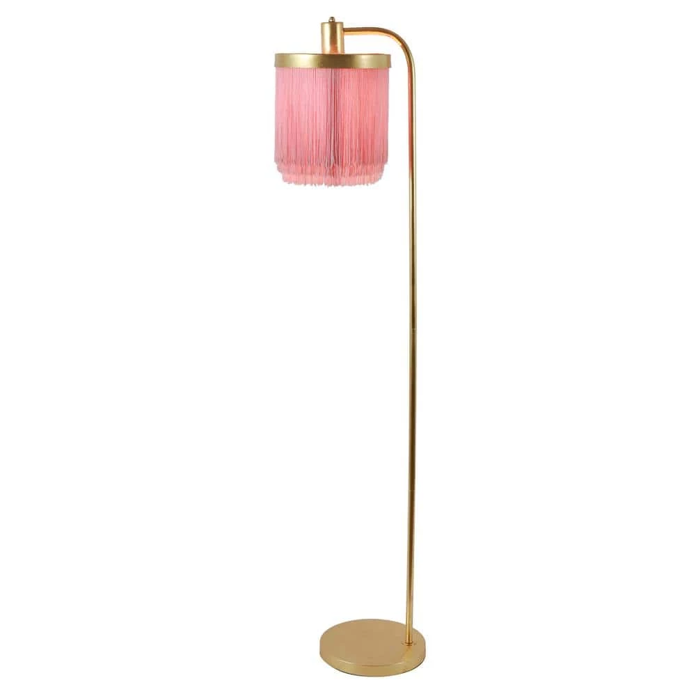 Framboise 59.75 in. Gold Floor Lamp with Fringe Lamp Shade by Decor Therapy 9 Framboise 59.75 in. Gold Floor Lamp with Fringe Lamp Shade by Decor Therapy - Image 7