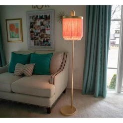 Framboise 59.75 in. Gold Floor Lamp with Fringe Lamp Shade by Decor Therapy 15 Framboise 59.75 in. Gold Floor Lamp with Fringe Lamp Shade by Decor Therapy -Decor Therapy Shop pink and gold decor therapy floor lamps pl4341 4f 1000