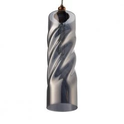 Gemini 1-Light Plated Smoke Pendant with Spiral Embossed Cylinder Glass Shade by CARRO 8 Gemini 1-Light Plated Smoke Pendant with Spiral Embossed Cylinder Glass Shade by CARRO -Decor Therapy Shop plated smoke carro chandeliers p g1240011a1 c3 1000