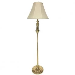 Polished 59.5 in. Brass Floor Lamp with Faux Silk Shade by Decor Therapy