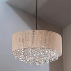 Serra 1-Light Polished Nickel Champagne String Beaded Pendant by Decor Therapy 13 Serra 1-Light Polished Nickel Champagne String Beaded Pendant by Decor Therapy -Decor Therapy Shop polished nickel and champagne decor therapy chandeliers ch2037 66 1000