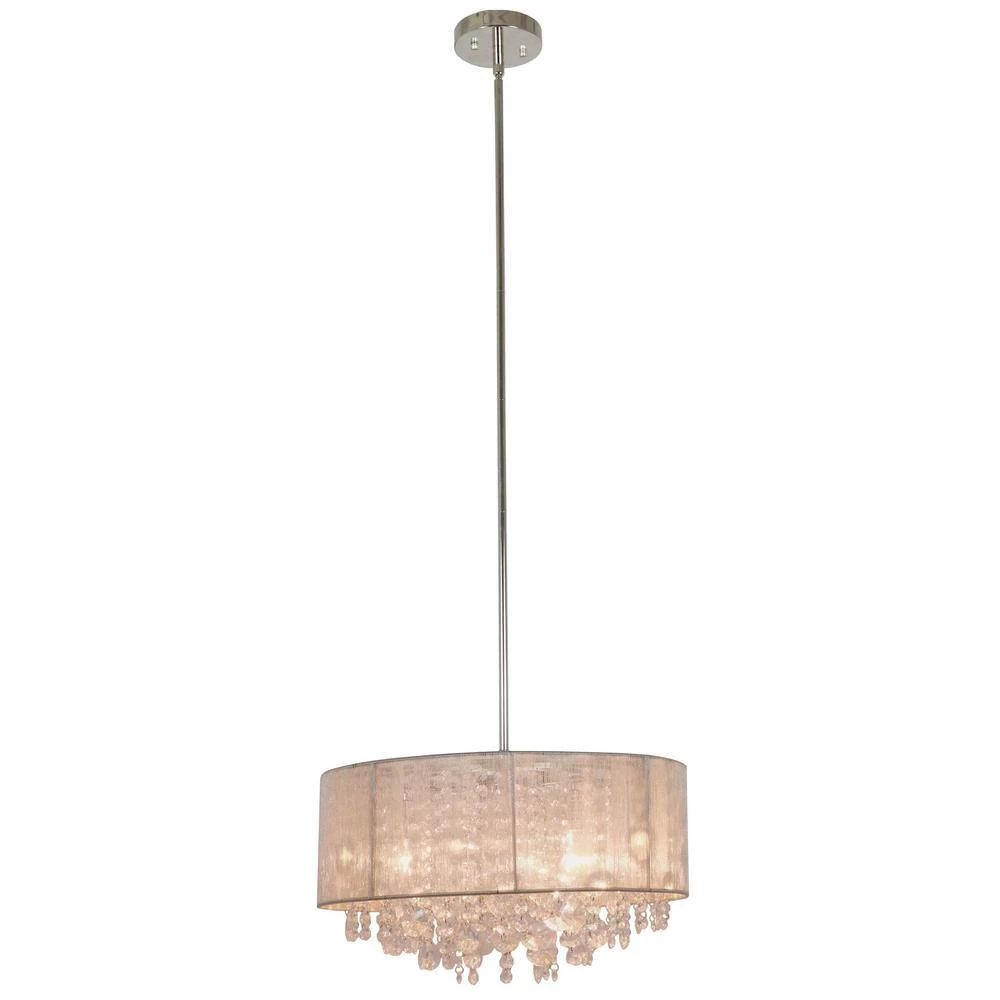 Serra 1-Light Polished Nickel Champagne String Beaded Pendant by Decor Therapy 6 Serra 1-Light Polished Nickel Champagne String Beaded Pendant by Decor Therapy - Image 4