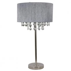 27 in. Polished Nickel Grey String Table Lamp by Decor Therapy