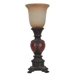 Carved 16 in. Red Table Lamp with Glass Shade by Decor Therapy