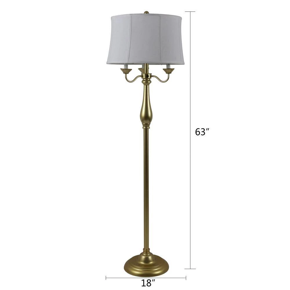 Abigail 63 in. Satin Brass 6-Way Floor Lamp with Shade by Decor Therapy 8 Abigail 63 in. Satin Brass 6-Way Floor Lamp with Shade by Decor Therapy - Image 6