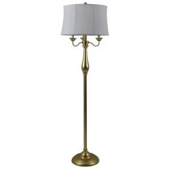 Abigail 63 in. Satin Brass 6-Way Floor Lamp with Shade by Decor Therapy
